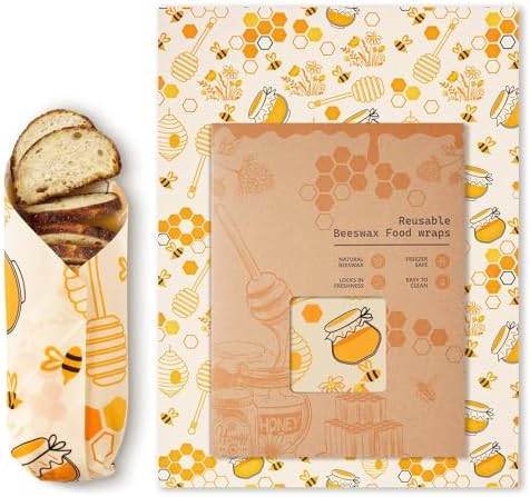 Beeswax Wraps for Food – Reusable Beeswax Bread Bag & Sandwich Wrap by AZLTC