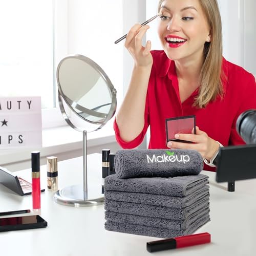 Orighty Microfiber Makeup Remover Cloths, 13 x 13 Inch, 6 Pack Grey - Image 7