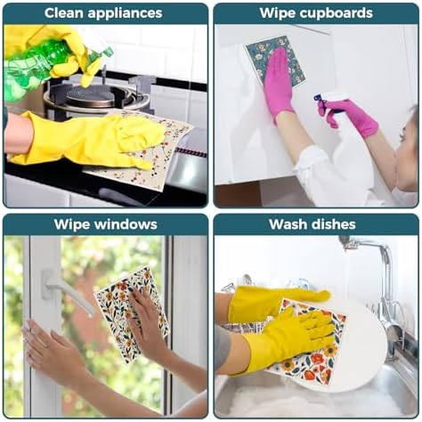 wlich 10 Pack Swedish Dishcloths, Reusable Kitchen Towels with Clips, Plant - Image 6