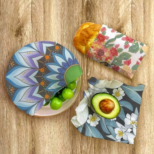 Reusable Beeswax Wrap, Floral & Butterfly Wraps, 9 Pack Eco-Friendly Beeswax Wraps For Food, Organic, Sustainable, Biodegradable, Zero Waste, Plastic-Free Storage, 1XL, 3M, 5S - Image 7