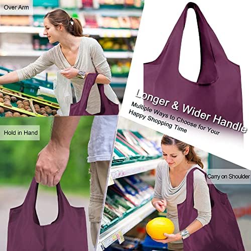 BeeGreen Burgundy Reusable Grocery Bags Wine Red Reusable Kitchen Bags Bulk Foldable-Machine Washable with Zipper Storage Pouch 50 Packs - Image 2