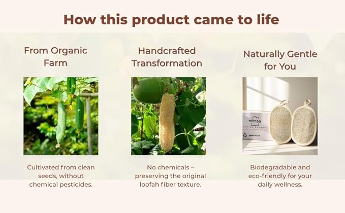 Double Sides Natural Loofah Sponge, Exfoliating Body Scrubbers (2 Pack), Biodegradable Bath Sponge, Gentle, Chemical-Free Bath & Body Loofah for Women, Men, Kids, Made with Natural Loofah
