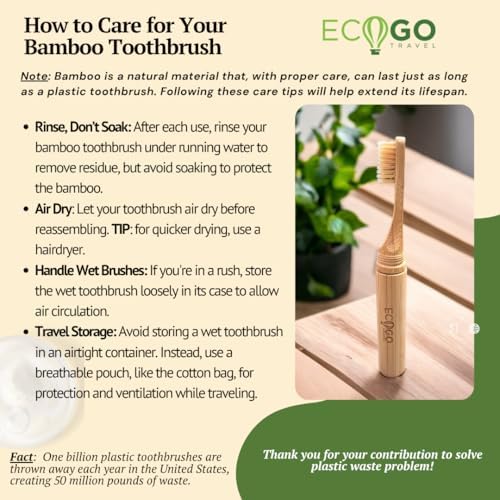 Screwable Bamboo Toothbrush Kit – Travel Toothbrush with Replacement Head & Cotton Storage Bag – Eco-Friendly, Compact, and Perfect for On-the-Go - Image 6