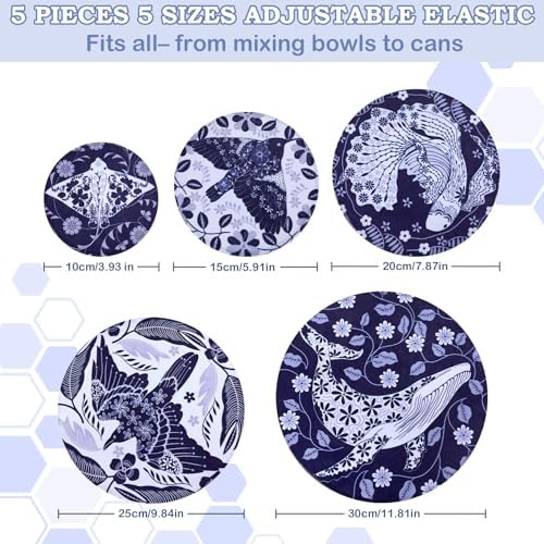 5Pcs Reusable Beeswax Elastic Bowl Covers for Bread Proofing and Food Cover - Image 2