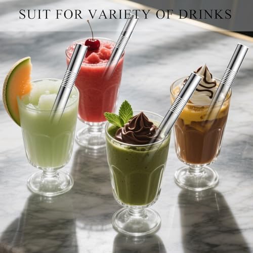 Stainless Steel Smoothie Straws, 0.4'' Extra Wide Reusable Metal Drinking Straws for Milkshake, Smoothie, Beverage, Set of 8 with 2 Cleaning Brush - Image 5