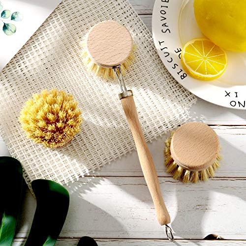 Boao 3 Pack Dish Brush with Beechwood Handle with Replacement Heads - Image 5