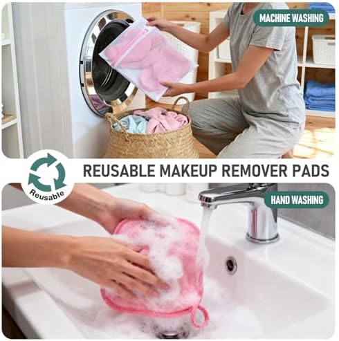 12 Pack Makeup Remover Cloth, 6" x 6" Reusable Makeup Remover Towels Face Washcloth for Washing Face, Makeup Remover Pads Cosmetic Face Wash (Pink) - Image 6