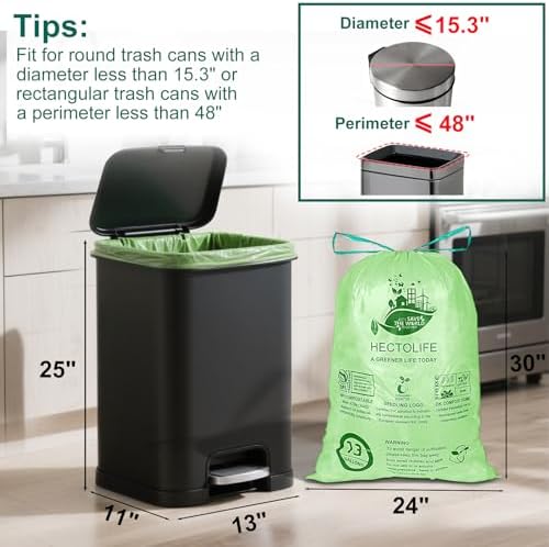 13 Gallon,50 Count Compostable Trash Bags with Home - Image 3
