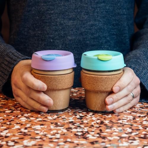 KeepCup Brew Cork, Reusable Glass Tumbler with Natural Cork, Tall Coffee Cup 12oz / 340ml - Moonlight - Image 2