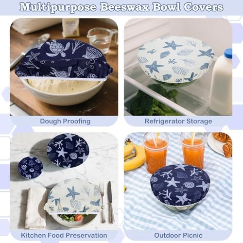 5Pcs Reusable Beeswax Elastic Bowl Covers for Bread Proofing and Food Cover - Image 5