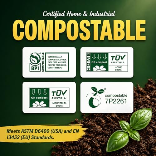 40-45 Gallon Compostable Trash Bags with Flat Top, 20 Count, Heavy Duty 1.6 Mil, Large Commercial Industrial Outdoor Contractor Bags, BPI Certified, ASTM D6400, Fits 40 45 Gal - Image 2