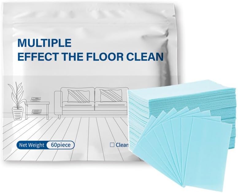 FZYLQY Floor Cleaner Tablets for Mopping Concentrated Floor Cleaning Sheets Dissolvable Multi Surface Floors Care Sheets for Sealed Hard Floor Tile Vinyl Laminate Kitchen Bathroom (Blue, 60 Piece) by FZYLQYFASHION