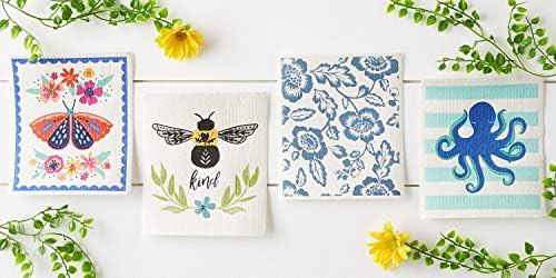 DII Swedish Dishcloths for Kitchen & Cleaning, Reusable, Machine Washable & Dishwasher Safe, Biodegradable, 7.75 x 6.75, Butterfly Folk, 3 Piece - Image 6