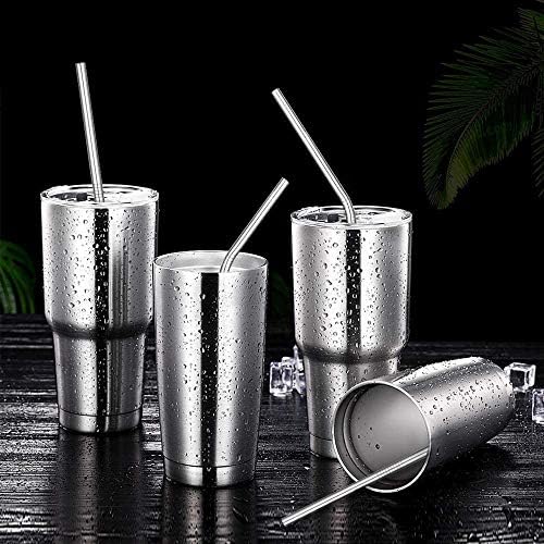 Set of 4 Reusable Metal Straws, 10.5'' Long Stainless Steel Straw with Cleaning Brushes and Case, Drinking for 30 oz and 20 oz Tumblers. - Image 4