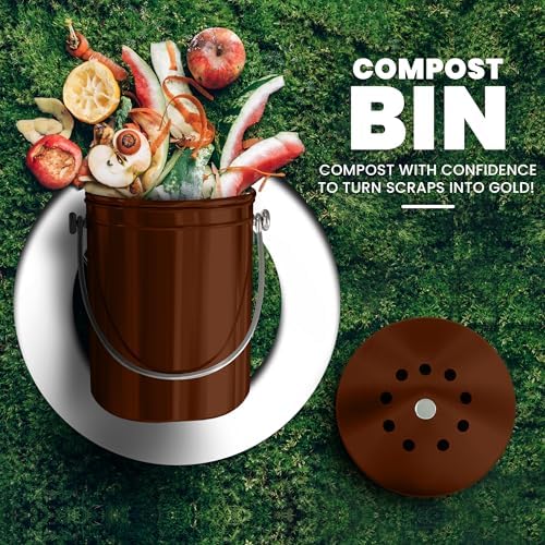 Utopia Kitchen Countertop Compost Bin 1.3 Gallon, Stainless Steel, Copper - Image 2