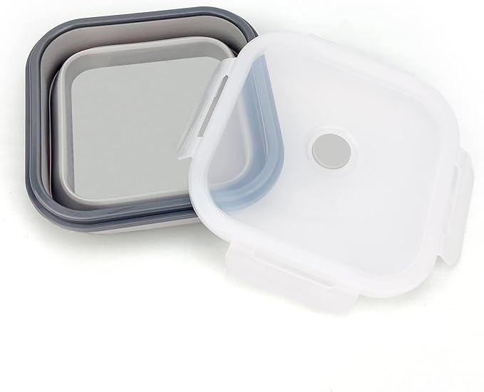 CARTINTS Collapsible Camping Bowl, Silicone Food Container with Lid, Space-Saving Camping Utensils for Kitchen and Outdoor, Microwave Safe 900ml