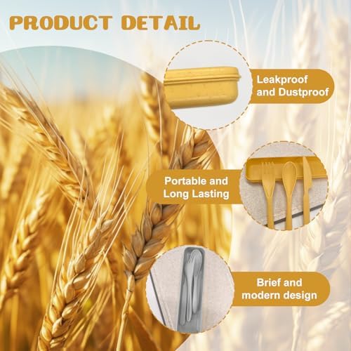 60 Sets Wheat Straw Silverware Set Bulk Wheat Straw Cutlery Lunch Box Accessories Reusable Travel Utensils Set with Case for Operation Christmas Child Items Bulk Kids Adults Camping (Bright Color) - Image 3