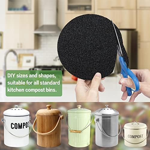 MyLifeUNIT 16 Pack Charcoal Filter for Compost Bin Kitchen, Compost Pail Replacements Filter (6.7 inches) - Image 3