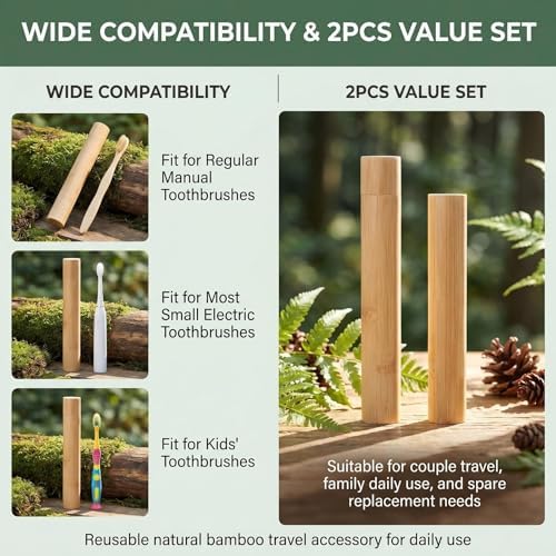 2 Pcs Bamboo Toothbrush Travel Case - Image 6