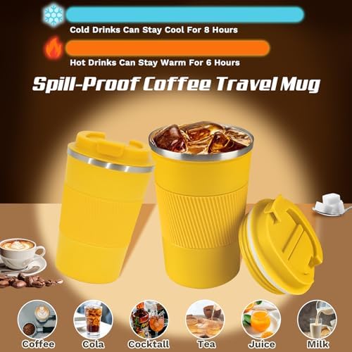 Vacuum Insulated Stainless Steel Travel Coffee Mug,Leak Proof Cup with Lid - Image 2