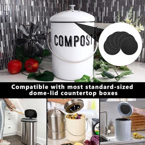 6 Pack Compost Bin Filter,6.7 Inch Compost Filters for Countertop Bin,Charcoal Filters for Kitchen Compost Bin,Filters for Compost Pails,Activated Charcoal Home Bucket Refill Sets,Round(Black) - Image 5