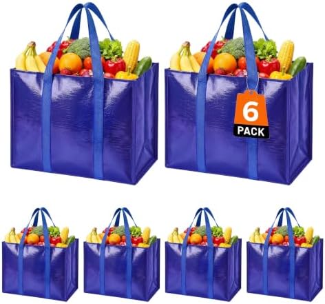 Reusable Grocery Bags, Waterproof & Foldable Shopping Bags Stand Upright by WiseLife