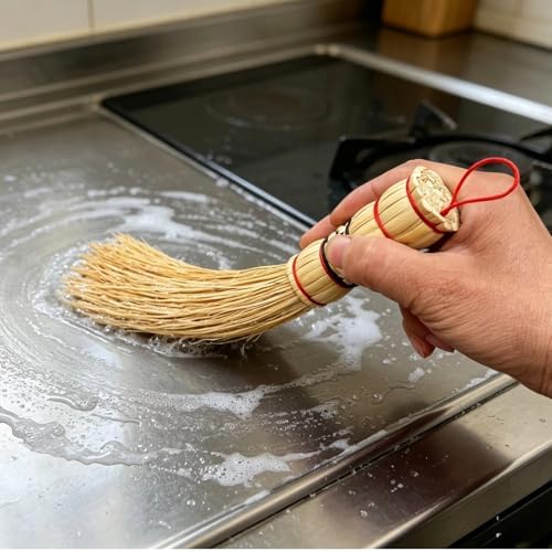 2-piece Set of Natural Long Handled Sorghum Pot Brush, Dishwasher Brush, Kitchen Cleaning Brush, Long Brush Head Suitable for Cleaning Flat Bottomed Pans, pots, Kitchen Sinks, and Vegetable Boards - Image 6