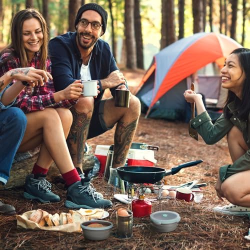 Suclain 4 Pcs Collapsible Bowls with Lids Silicone Camping Food Storage Container Expandable Folding Salad Lunch Box Travel Container for Hiking Camping - Image 4