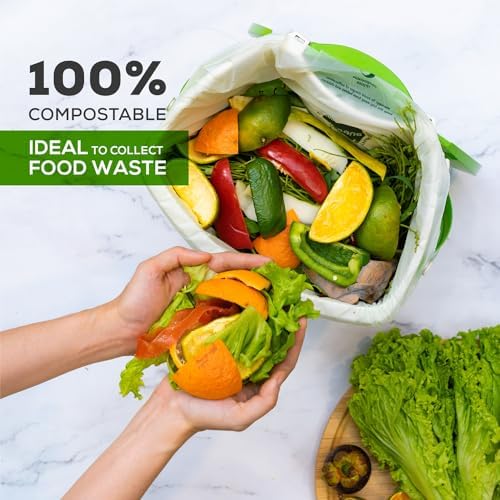 ANECO 100% Compostable Waste Bags 2.6 Gallon (Flat Top Bags, 50 Count) - Image 2