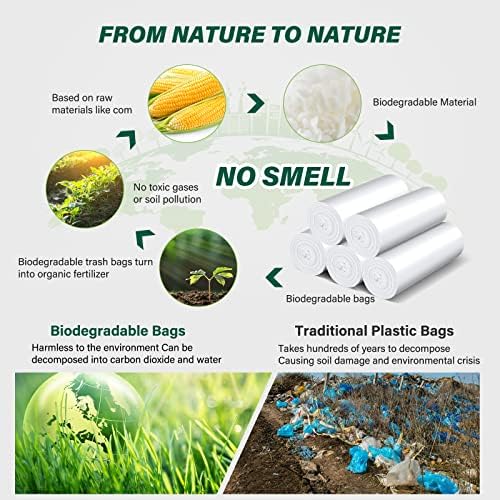 Inwaysin Biodegradable 2.6 Gallon Trash Bags, 180 Count, Scented Free, Translucent, Thickening & Leaking Proof, Suitable for Most Trash Cans, Perfect for Home or on the Go - Image 2