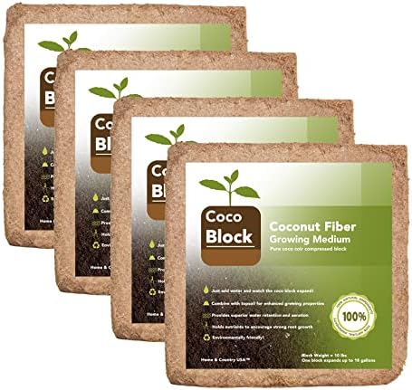 Home and Country Triple Washed Compressed Coco Coir Brick (40 LBS) - Coco Fiber is an Ideal Compost Starter for Your Home Garden. Coco Coir Bricks Provide Organic Alternative to Peat Moss for Plants. by PeachCountry