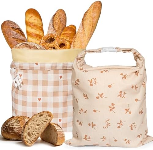 2 pcs Beeswax Bread Bags, Reusable Bread Bags for Homemade Bread by FUNCOO