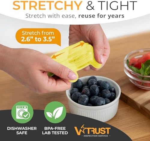 Orblue Silicone Stretch Lids 6-Pack Small for Fresh Food Storage - Seal in Flavors, Keep Food Fresh and Reduce Waste Yellow - Image 2