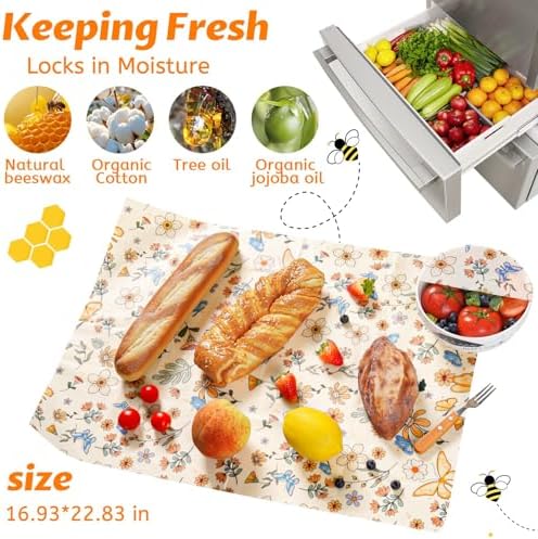 Beeswax Wraps for Food – Reusable Beeswax Bread Bag & Sandwich Wrap - Image 2
