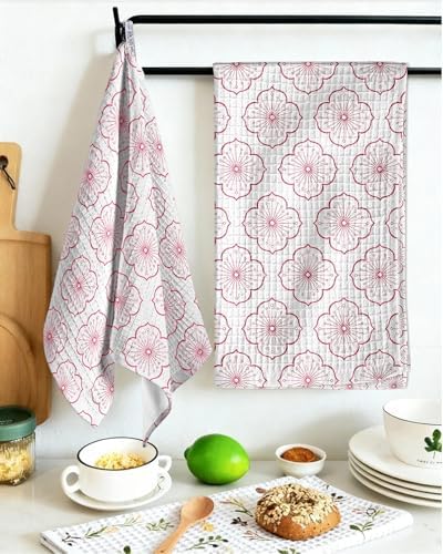 Miss Adola 370GSM Cotton Waffle Kitchen Towels, Sakura - Image 5