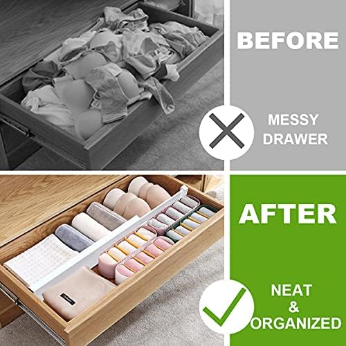 ANTOWIN Expandable Bamboo Drawer Dividers, Drawer Separators,17-22 inches Adjustable Spring-loaded Organizer for Large Utensil, Clothes, Tools Drawers, 6Pack (White) - Image 3