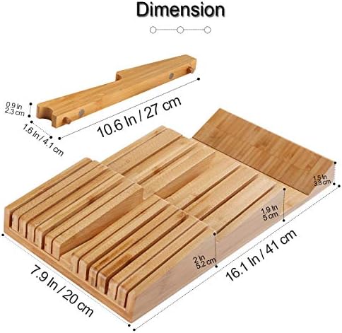 NIUXX Bamboo In-Drawer Knife Block Set for 12 Knives(Not Included) - Image 3