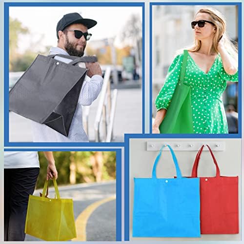 Zhehao 60 Pcs Reusable Grocery Shopping Bags, Non Woven Tote, Multicolor - Image 6
