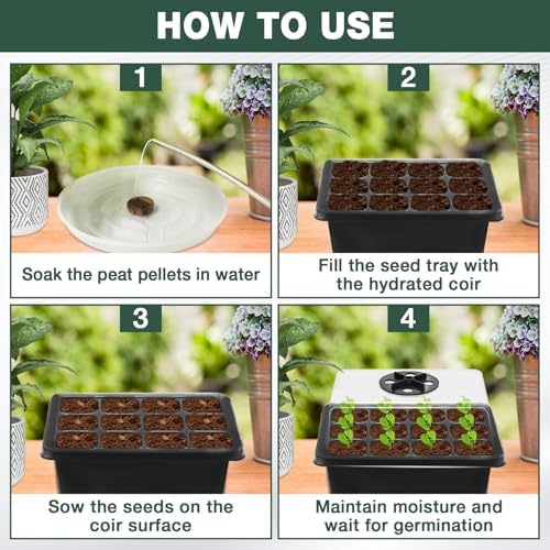 ZeeDix 10 Set Seed Starter Tray Kits with 150 Pack Coco Coir Pellets - Image 6