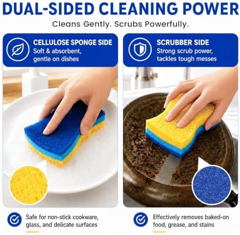 12 PCS Sponges Kitchen, Non Scratch Scrub Sponges for Washing Dishes, Blue - Image 2