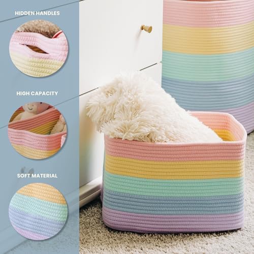 OrganiHaus Rainbow Baskets for Shelves, Set of 3, 15x9x10 - Image 3