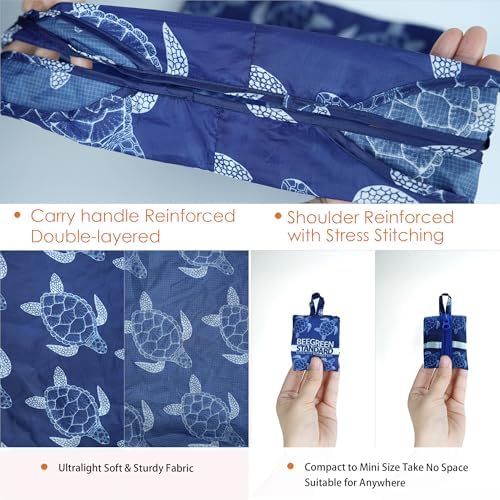BeeGreen Reusable Grocery Shopping Bag -Travel Tote Bag - Foldable Compact Sturdy Bags - Image 4