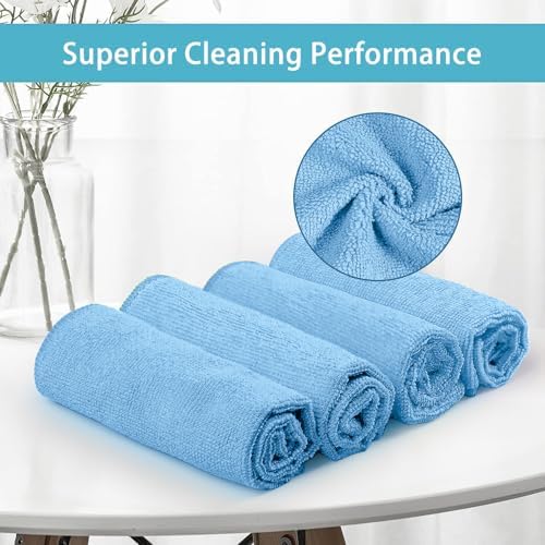 HOMEXCEL Blue Cleaning Rags 5 Pack, Highly Absorbent Microfiber Cleaning Cloth for Kitchen, Lint Free, Scratch-Free, Reusable Microfiber Towels for House, Window and Glass, Cars, 11.5 X11.5 inch - Image 3
