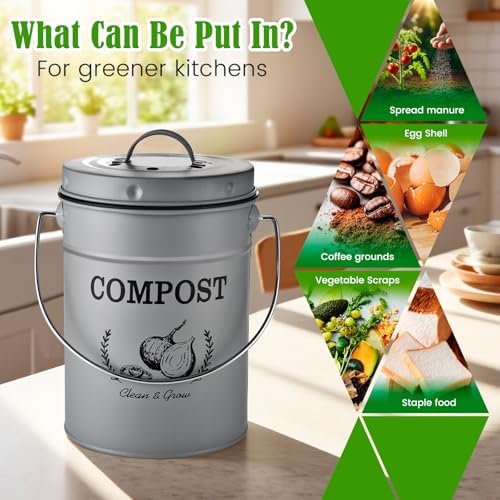 AOSION 1 Gallon Countertop Compost Bin for Kitchen with Lid,Odor Resistant - Image 5