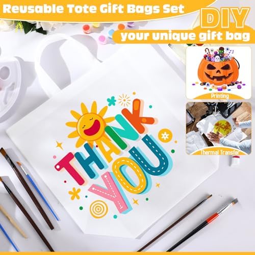 Windyun Reusable Grocery Bags Large Non Woven Shopping Bags with Handles Foldable Portable Tote, 16x6x12 Inch - Image 6