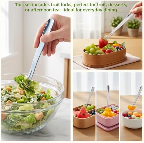 6 Pcs Portable Utensils Set Case Stainless Steel Travel Cutlery Flatware - Image 6