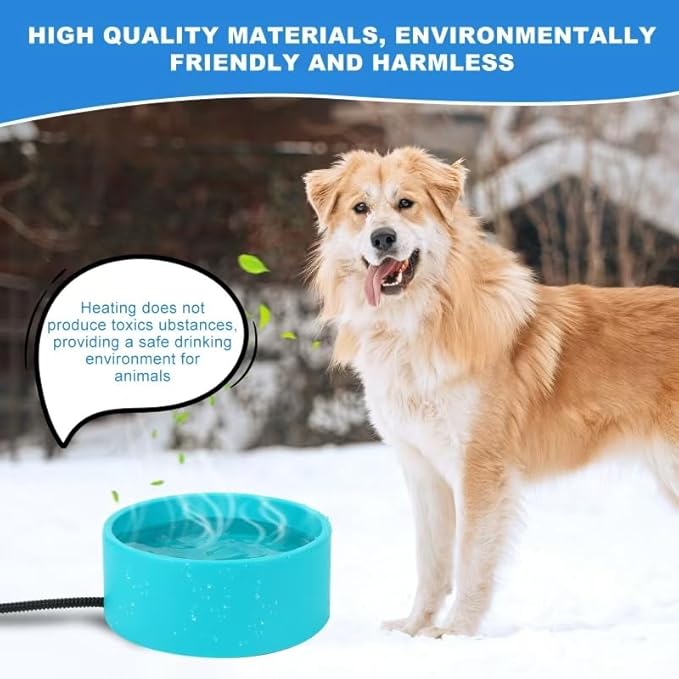 Heated Water Bowl for Cats Dogs Outside, 3.2L Winter Heated Dog Water Dish, Heated Dog Water Bowl Outdoor, Thermostatic Control Anti-freeze Heated Pet Water Bowl for Chicken,Duck,Goose,Rabbit