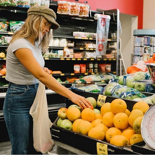 Simple Ecology Reusable Grocery Produce Shopping and Storage Bags, Organic Cotton Mesh, Set of 10 (2 ea. XL, L, M, S, XS) - Image 2