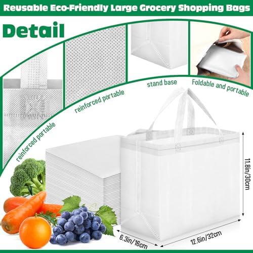 Windyun Reusable Grocery Bags Non Woven with Handles - Image 2