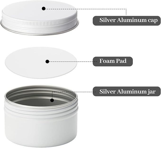 Patelai White Christmas Aluminum Tin Cans 24 Pcs 4 oz Round Metal Tin Jar Containers Refillable Aluminum Storage Cans with Screw Lid and 10 Sheets Label Sticker for Salve Spice Candy Candle